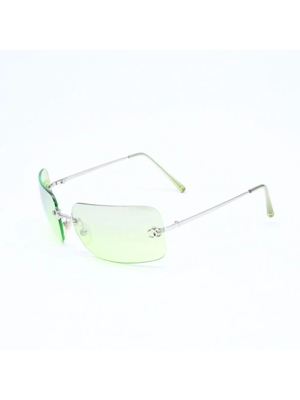 Chanel Rimless Sunglasses Eyewear CC Logo Green